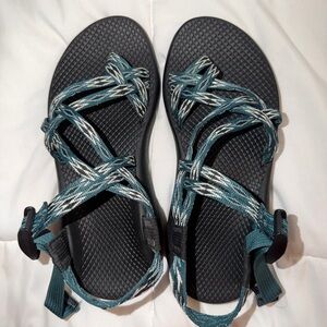 Chaco Women's Black and Teal Sandals